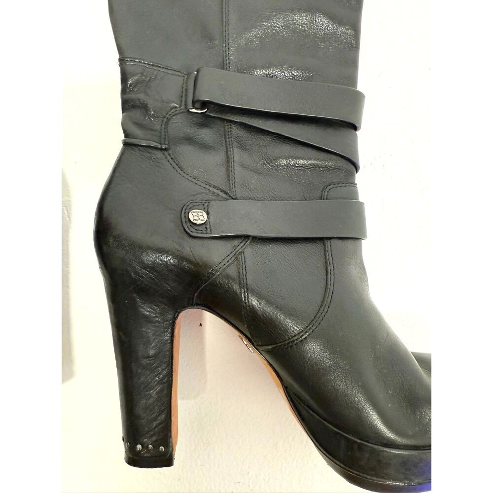 BCBG Mandy boot - Leather knee-high Moto Boots With Rubber Heel Cap - Picture 4 of 12